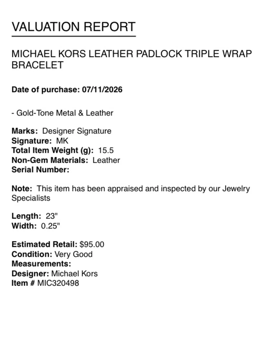 MICHAEL KORS PadLock Triple Wrap Bracelet • leather • gold-tone padlock charm